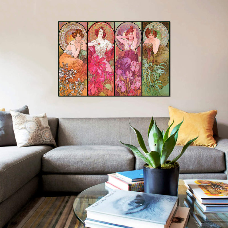 «The Precious Stones (Ruby, Emerald, Amethyst, Topaz), 1900», reproduction sur toile, H 12 po x l 18 po x P 1,5 po