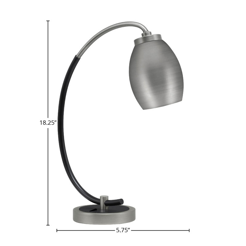 Lampe de bureau en acier inoxydable Waldine, Graphite / noir mat, Gris