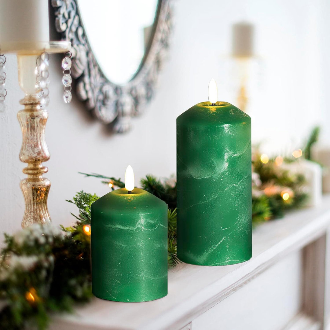 3 Pack Gold Flameless Pillar Candles with Remote: Flickering, Real Textured Wax, Battery-Operated LED Candles