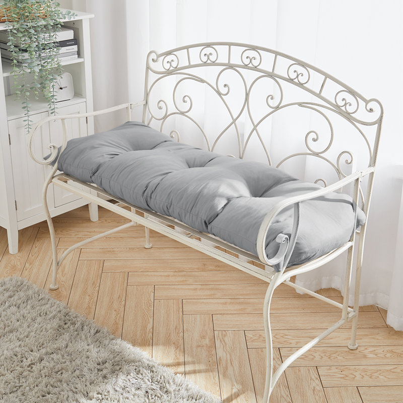 Garden Bench Seat and Back Cushion, Light Grey, 10cm H x 120cm L x 40cm W