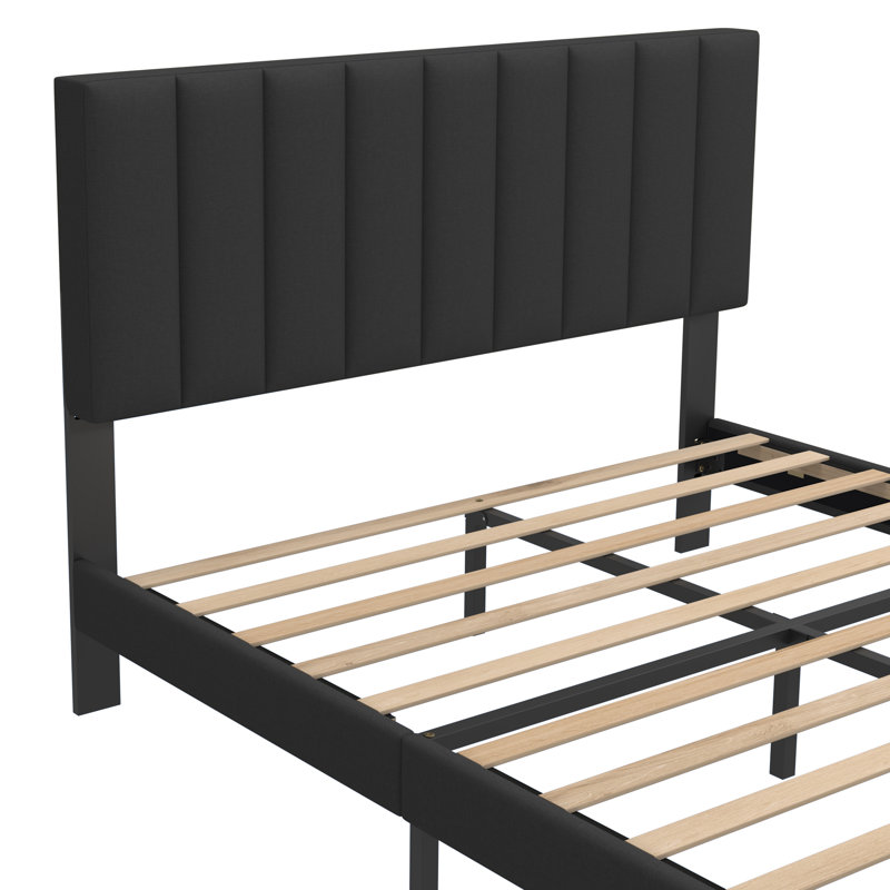 Modern Simple Colorful Upholstered Platform Bed Frame, Mattress Foundation With Wooden Slats, No Box Spring Required Frame For Solid Support