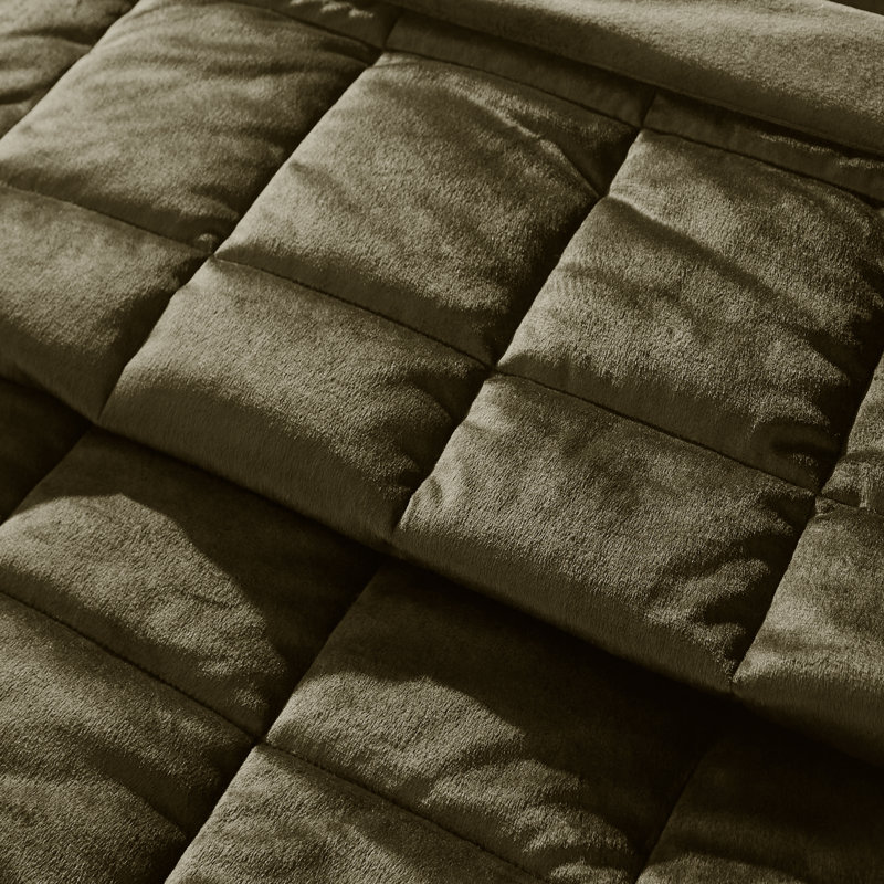 Kingsley Matt Velvet Quilted Bedspread, Green
