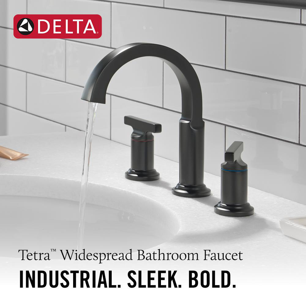 Delta Tetra 3-Hole Widespread Bathroom Faucet, 2-Handle Bathroom Sink ...
