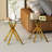 Cheralyn 17.72" Square Glass End Table Set with Cross Metal Legs, Modern Side Table for Living Room, 2 Piece-908612677