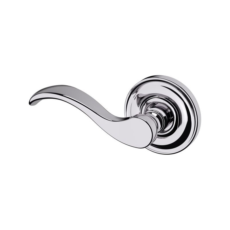 5455V Wave Single Dummy Door Lever with 5048 Rose, Left, Polished Chrome