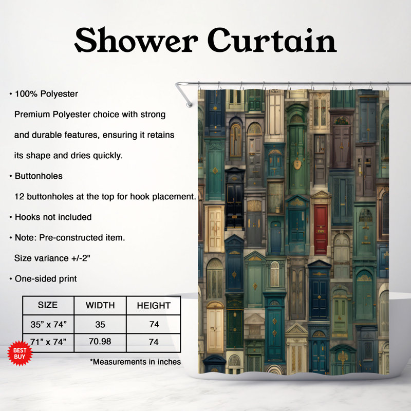 Alexsis Patchwork Shower Curtain, 74"H x 71"W
