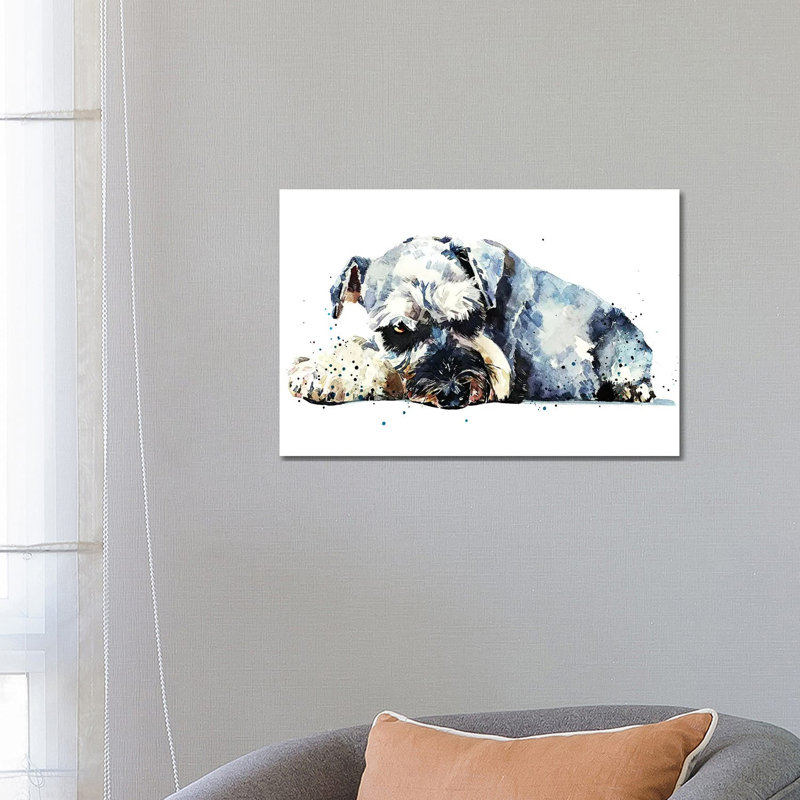«Schnauzer I» par EdsWatercolours - reproduction, H 18 po x l 26 po x P 1,5 po, Toile tendue, Pas de tapis