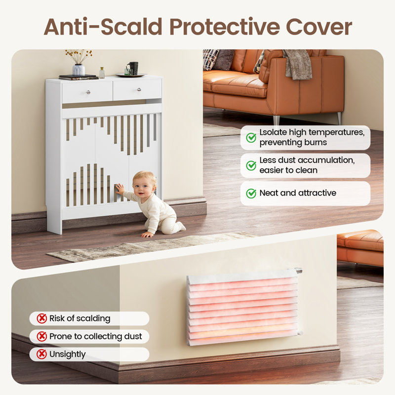 Radiator Cover, 96cm H x 78cm W x 19cm D, White