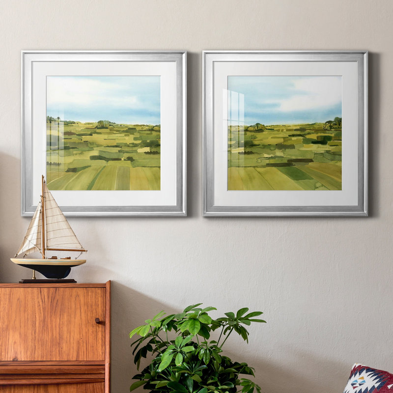 Green Gold Valley I - ensemble de 2 cadres photo Green Gold Valley I, H 22,5 po x l 45 po x P 1,5 po, Blanc