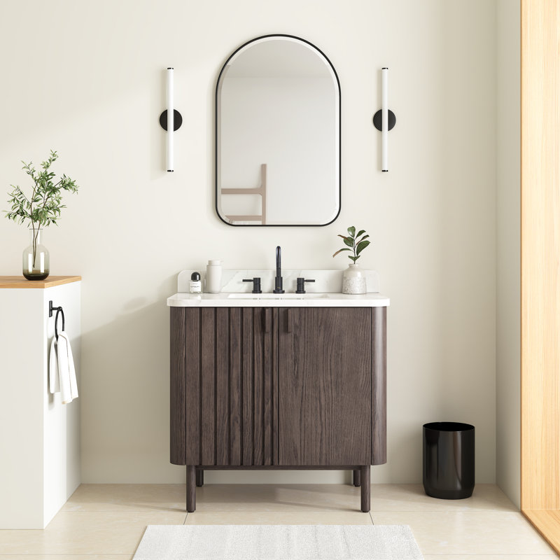 Blakely 36" Free Standing Single Bathroom Vanity with Quartz Top, Black, Brown