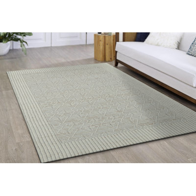Tapis géométrique beige tissé à la main