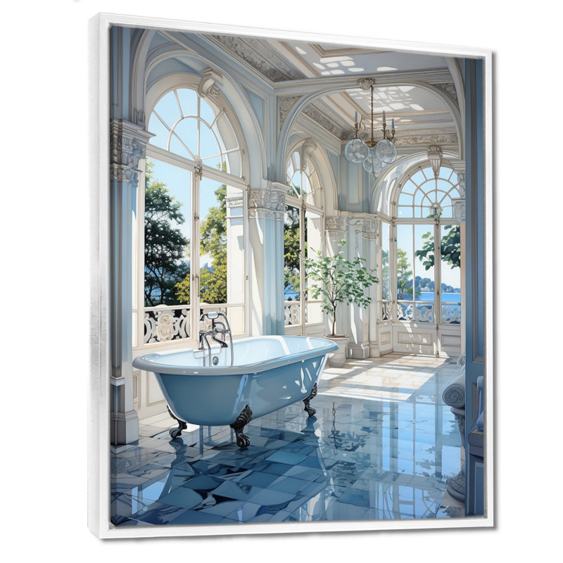 Bathroom Tranquil Reflections II - Impressions encadrées pour salle de bain, H 32 po x l 16 po x P 1 po, Cadre flottant blanc