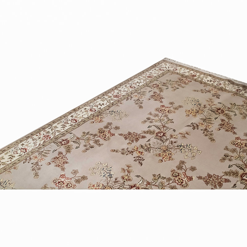 Tapis beige / brun / gris noué à la main de haute qualité