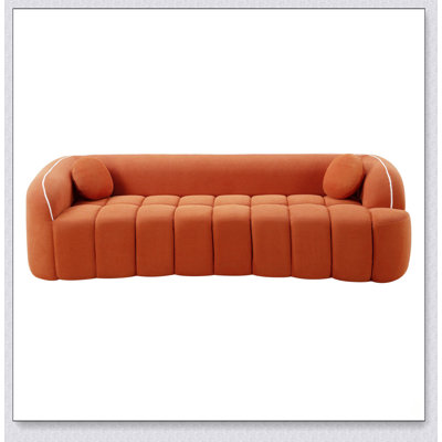 98.4 Inch Modern Compressed Sofa, Cloud Couch 3-Seater Corduroy, No Assembly, Bubble Channel Tufted with 2 Pillows, Deep Seat for Living Room, Apartme