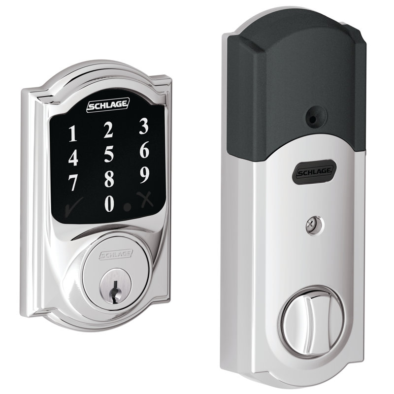 Single Cylinder Keyless Electronic Deadbolt, Bright Chrome