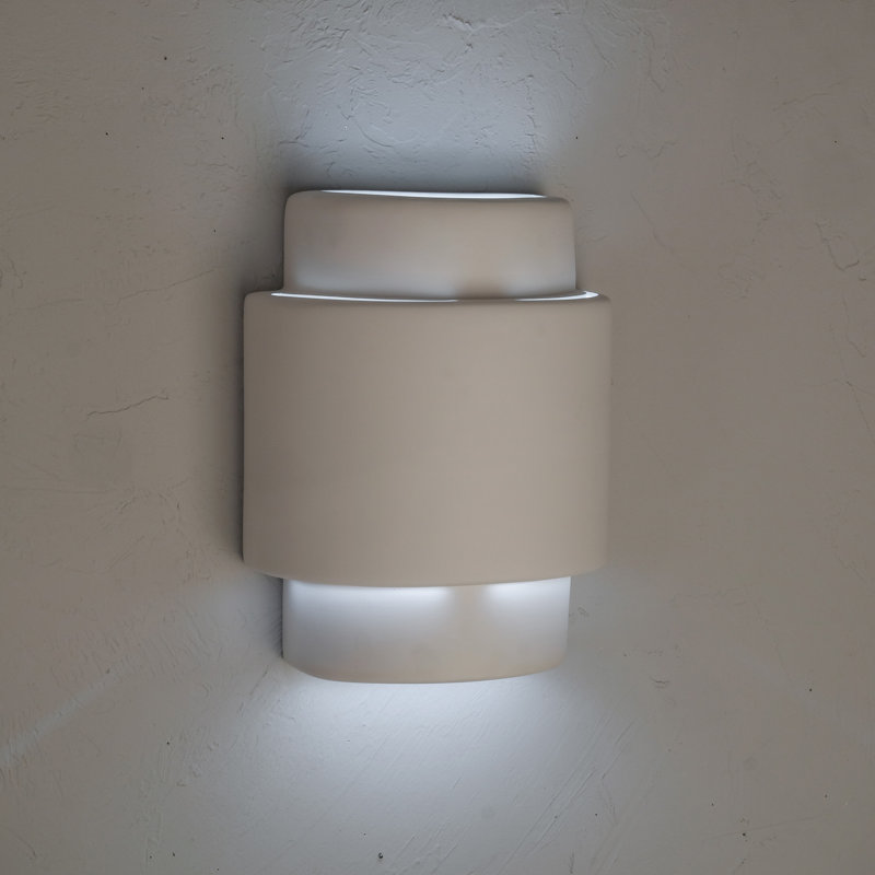 Chiyeko Ceramic Wall Light, LED Bulb Included, White, 13.5" H x 10" W x 6" D