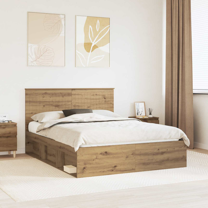Solid Wood Bed Frame, Kingsize (5'), Artisian Oak