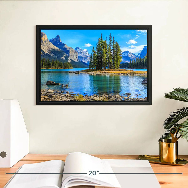 Lac Maligne, Cadre flottant noir, 13 po x 9 po