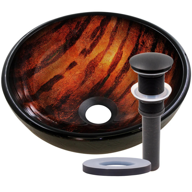 Novatto MIMETICA 12'' Glass Oval Bathroom Sink, Oil Rubbed Bronze