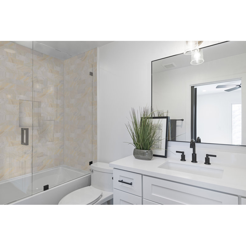 Selene Oro 4 in. x 12 in. Honed Marble Subway Floor and Wall Tile, Athena Gold