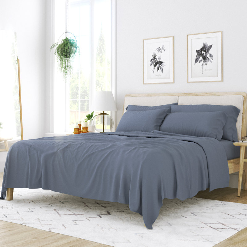 Ensemble de draps pour lit en microfibre brossée de 6 pièces Simply Soft, Ensemble de draps pour très grand lit + un drap-h