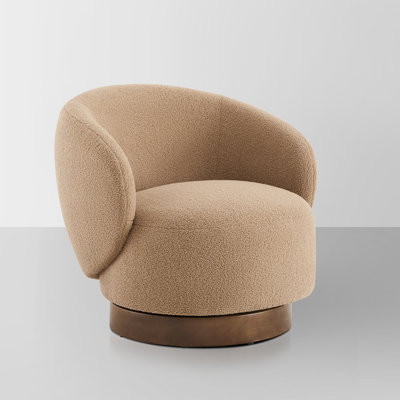 Modern Swivel Barrel Chairs With Wood Base
