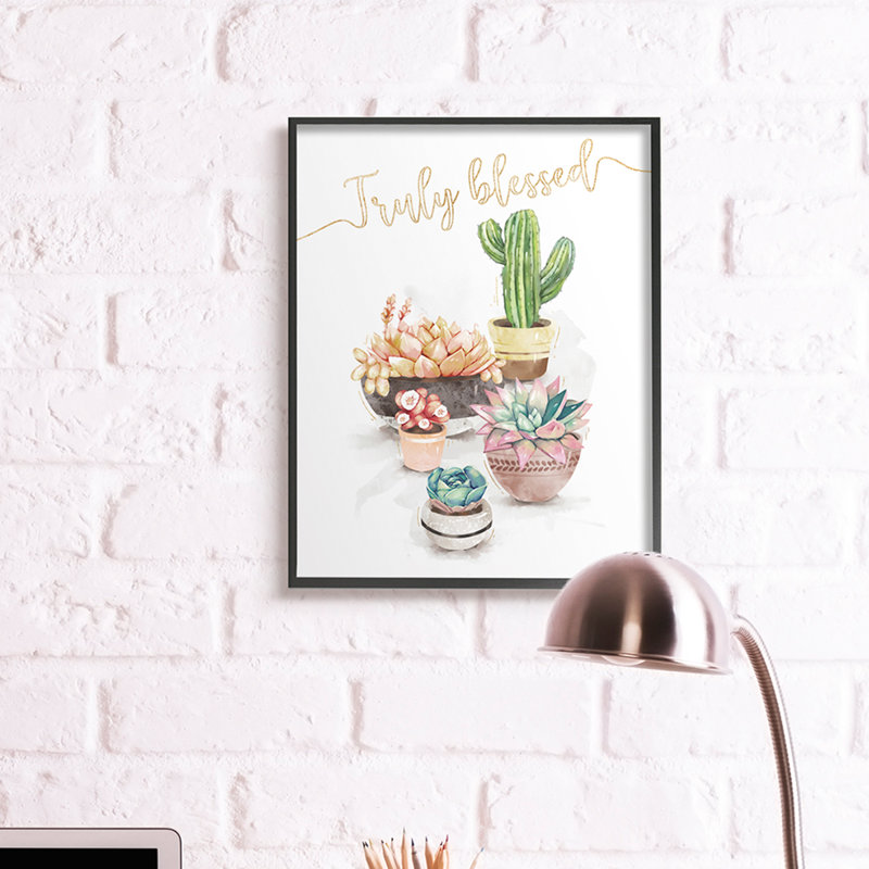 Plantes succulentes cactus chic vraiment bénies, Cadre noir, H 14 po x l 11 po