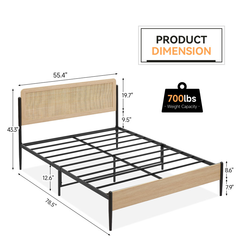 Alexandia Wicker / Rattan Platform Bed, Full