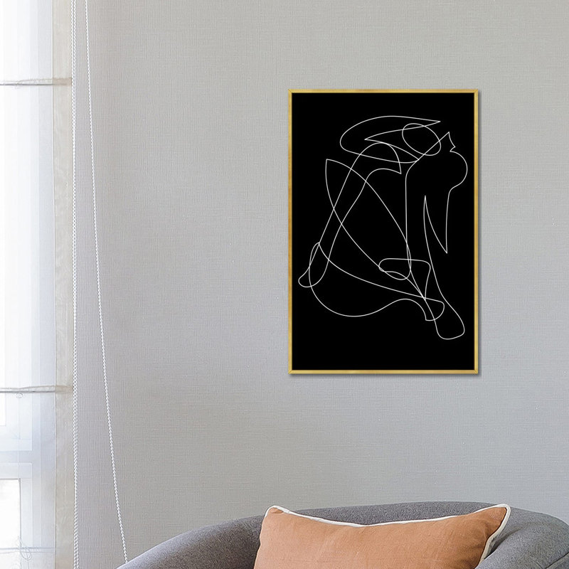 Silhouette déconstruite par Mambo art studio-impression, Pas de tapis, Toile encadrée d'or, H 26 po x l 18 po x 1,5 po