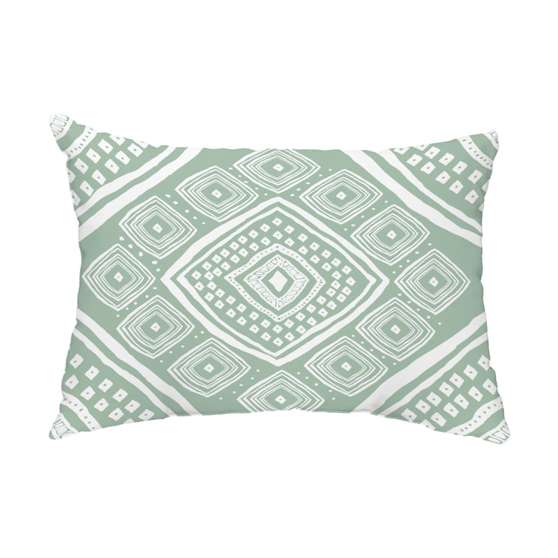 Diamond Geometric Outdoor Reversible Throw Pillow, Aqua