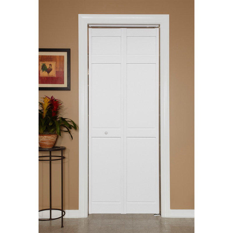 Porte à panneaux pliante en bois, 28 po x 80 po, Blanc apprêté