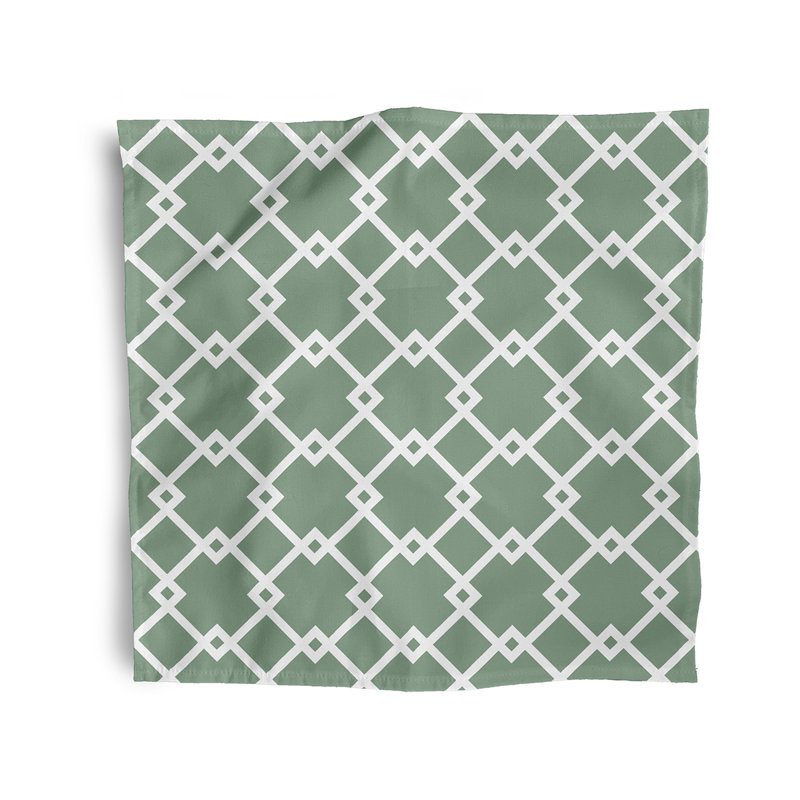 Latatia Polyester Geometric Square Napkin, Green