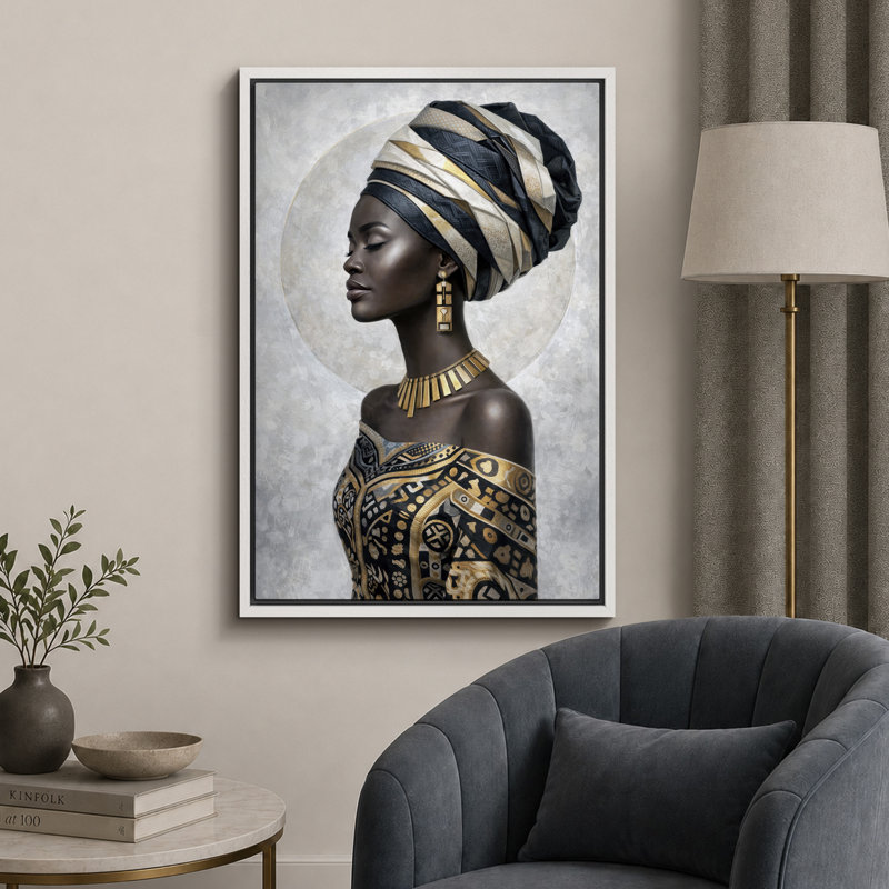 «African Queen Headwrap», reproduction d'art sur toile encadrée, impression sur toile, H 24 po x l 16 po x P 1,5 po