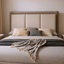 Ensemble de chambre pour grand lit, gris clair, argent, blanc, bois chromé, ensemble de 2 pièces avec table de chevet-131013488