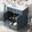Meuble-lavabo de 30 po avec lavabo en céramique, armoire de rangement en bois massif avec portes à fermeture douce, style rétro, bleu