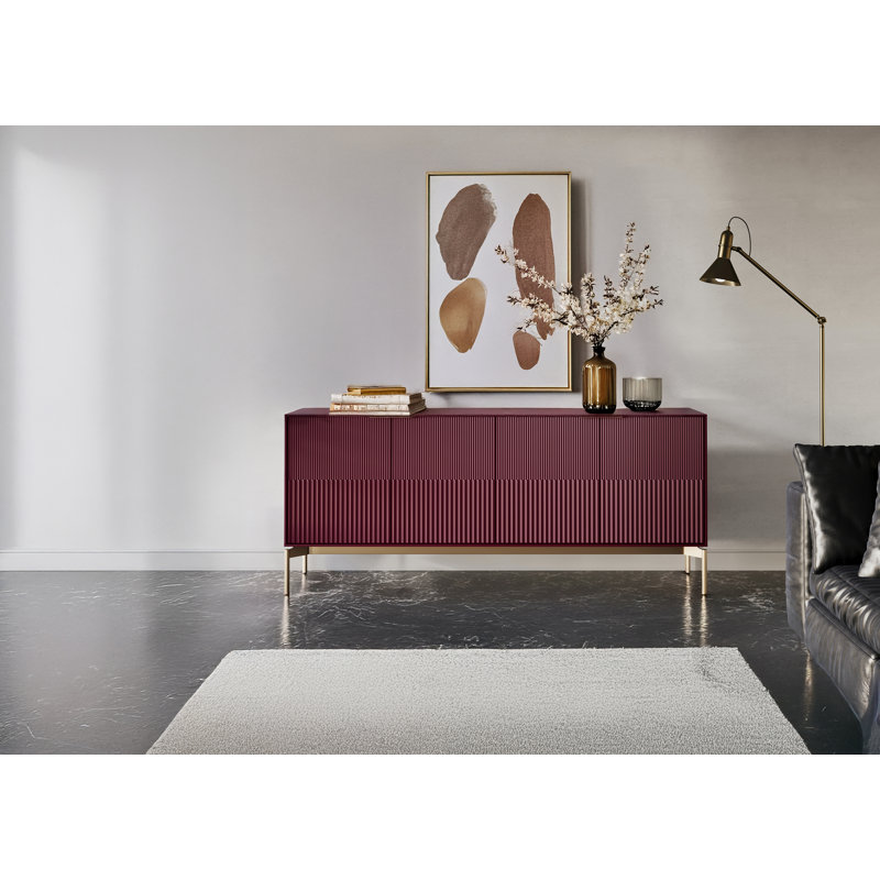 Zig 79.5'' W Credenza, Merlot/Brushed Brass