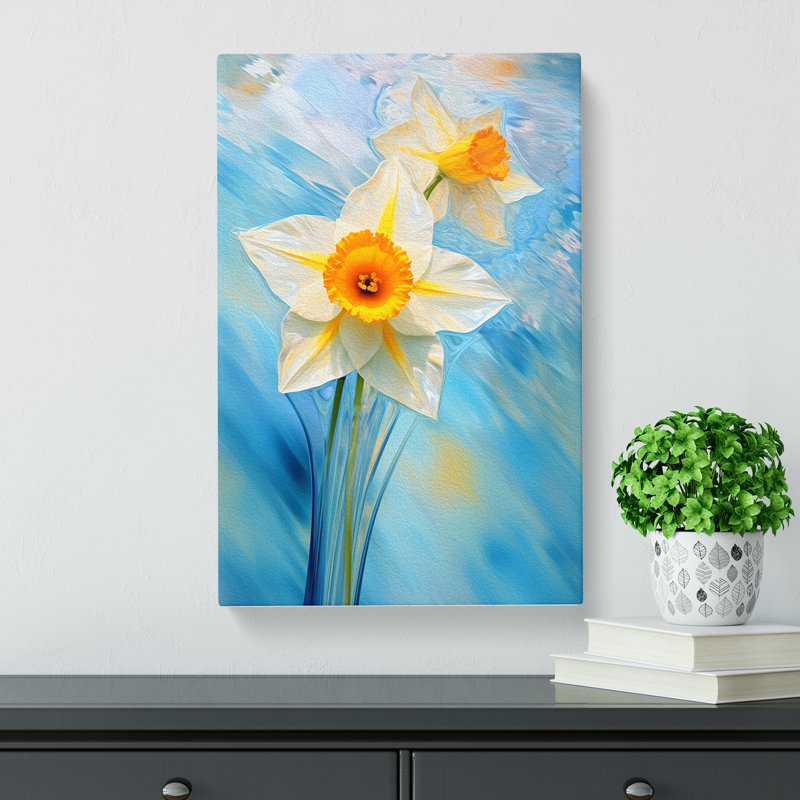 Daffodil Flower Futurism - Wrapped Canvas, 50cm H x 35cm W x 3cm D