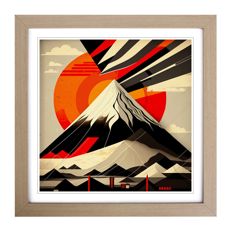 Mount Fuji Constructivism - Framed Print, Oak