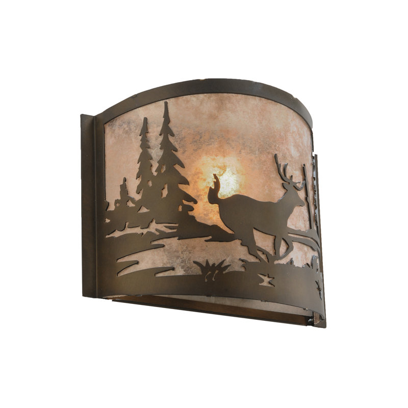 11" Wide Deer At Lake Right Wall Sconce
