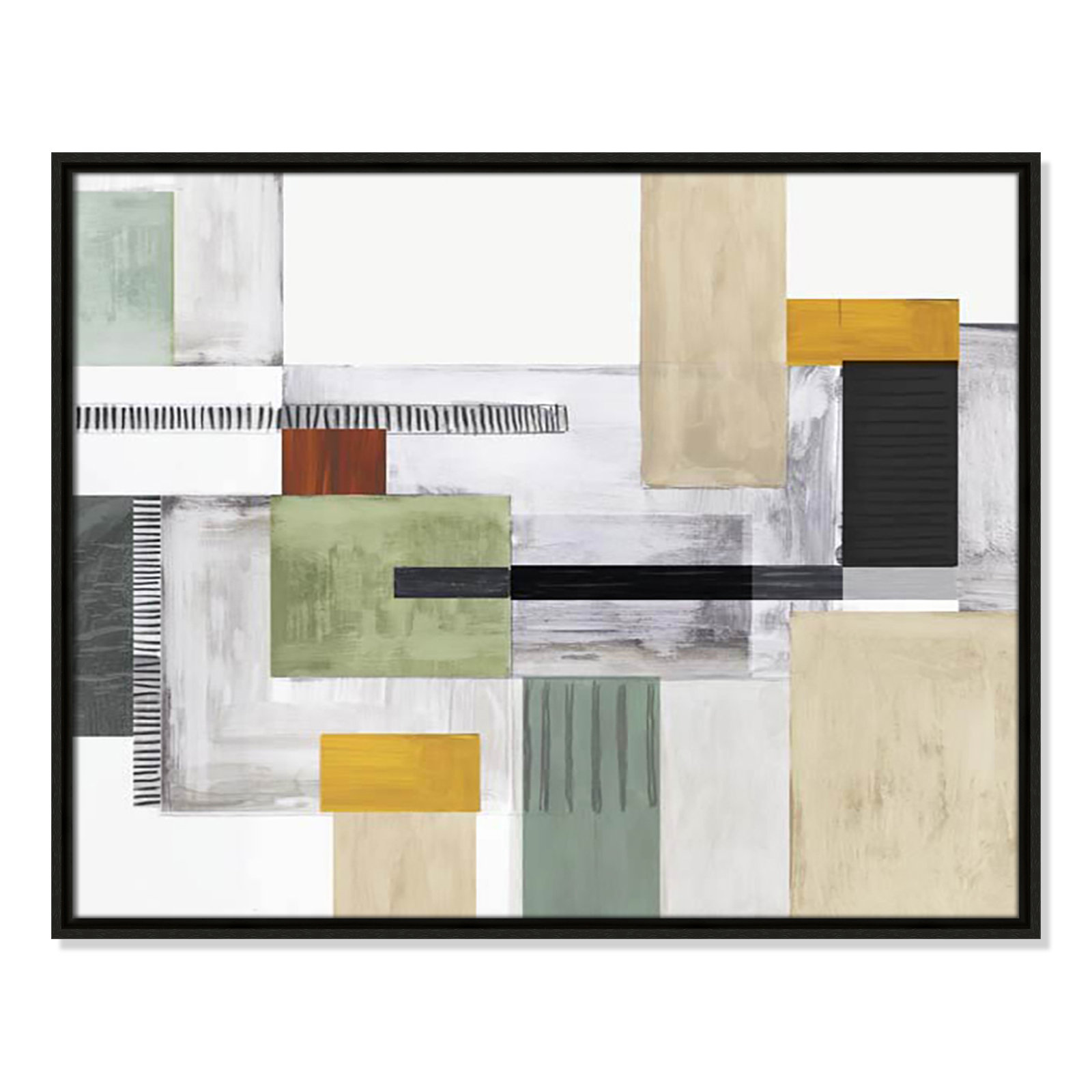 Playful Blocks Print by Tom Reeves, 23.5" H x 29.5" W x 2" D, Espresso Floater Framed, No Mat