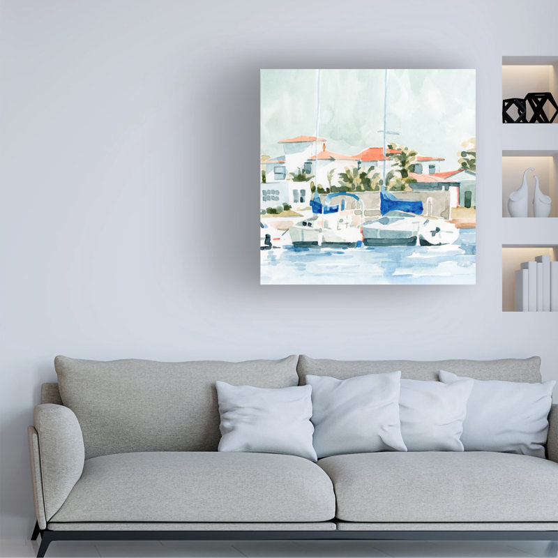 «Beach Town Summer II» par Emma Caroline - peinture sur toile tendue, H 24 po x l 24 po x P 2 po