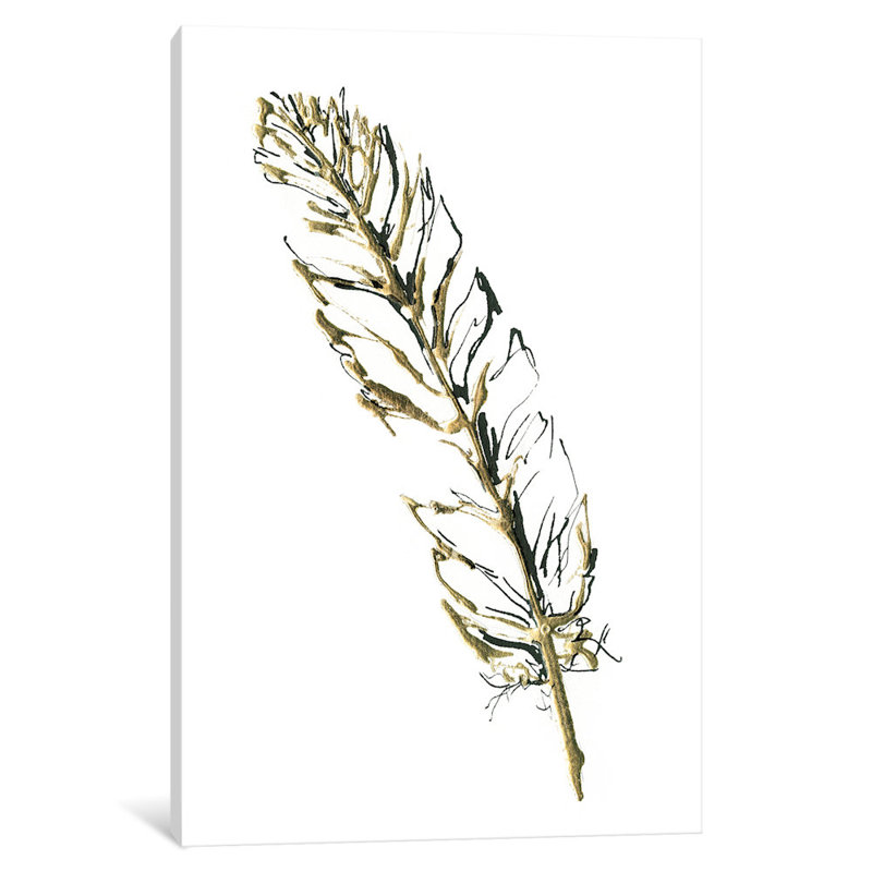 « ii », impression sur toile Gilded Turkey Feather, H 18 po x l 12 po x P 1,5 po, Toile tendue, Pas de tapis