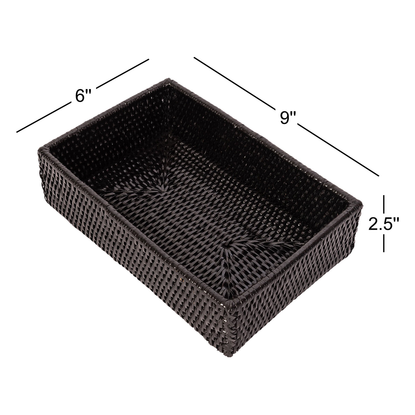 Cynda Rattan Guest Towel Holder, Tudor Black, 2.5" H x 9" W x 6" D