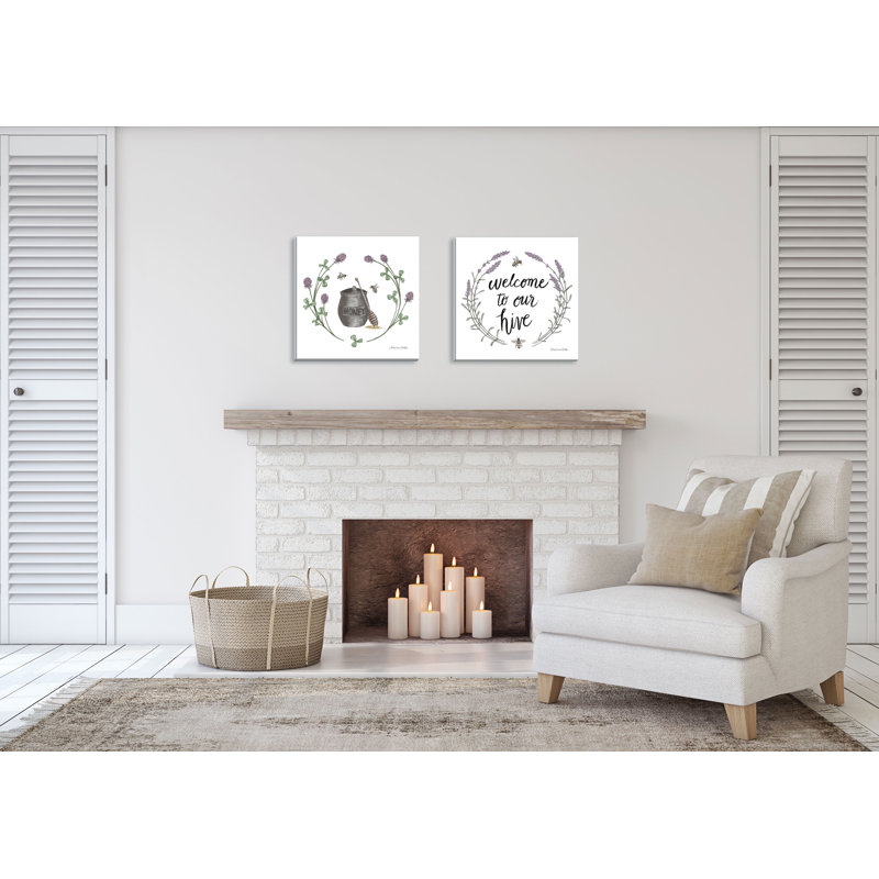 «Happy to Bee Home IV and Happy to Bee Home Words II», ensemble de 2 impressions, H 16 po x l 16 po x P 0,75 po, Toile tendue