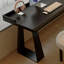 Bureau en bois massif noir en forme de L + fer-538557671-538557672