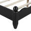 Grand lit plateforme en bois avec tête de lit tapissier, structure noire et tissu beige-133332700