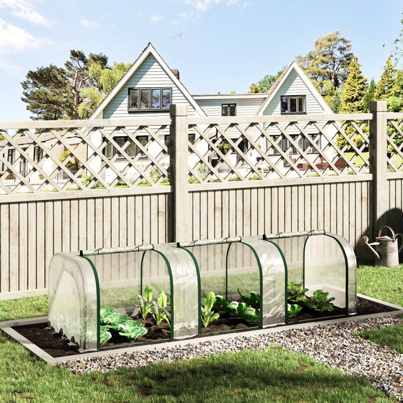 Mini serre 10 pi x 3 pi 2,5 po, avec couloirs à fermeture à glissière, cadre de protection imperméable et cadre en acier pour les longues promenades de jardinage portatives de 2,5 pi, entrées, plante à barreaux robuste