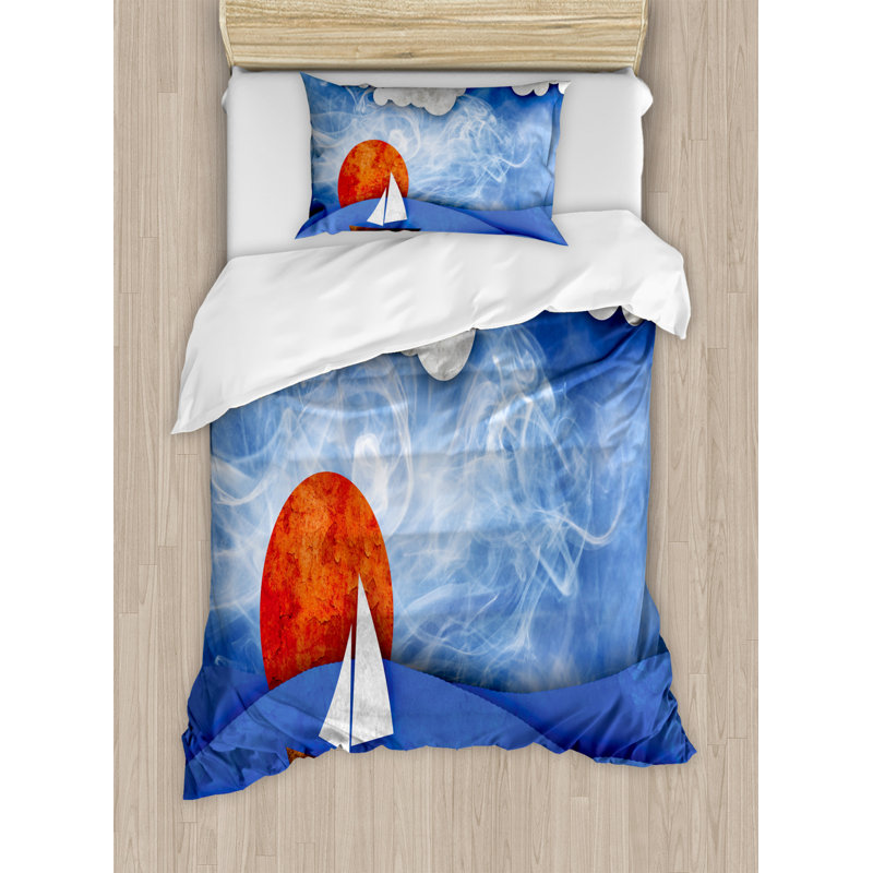 Ambesonne Coastal Polyester Duvet Cover, Twin Duvet Cover + 1 Pillow Sham