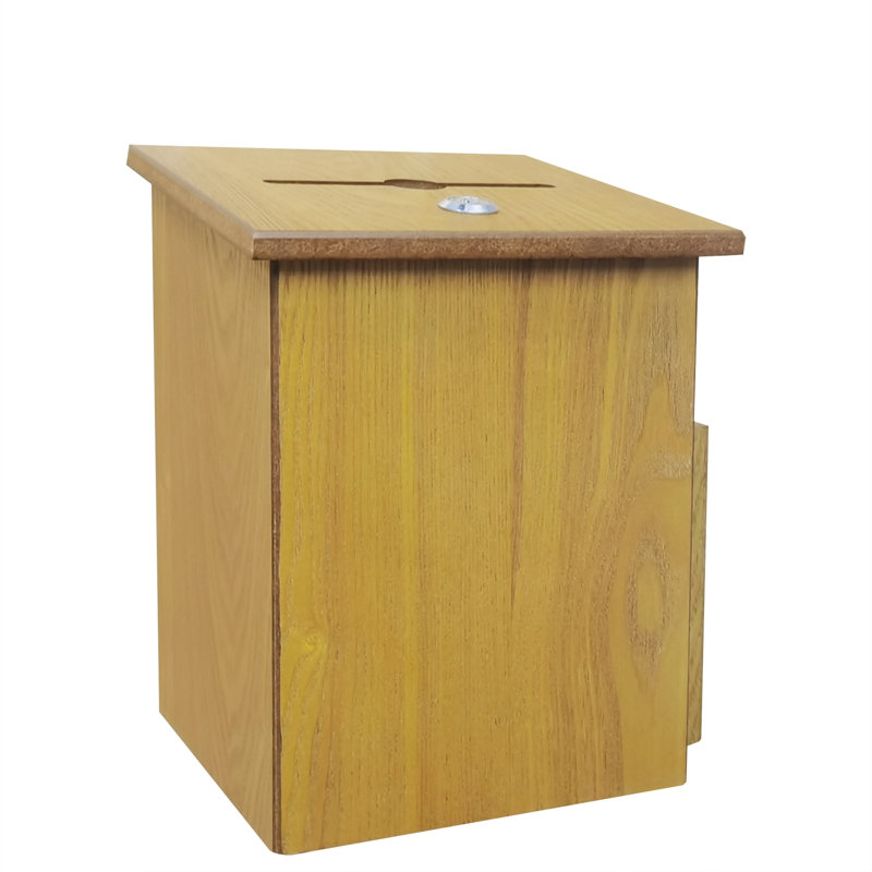 7.6 X 7.3 X 9.4" Wall Mounted Wooden Box For Suggestions, Charity, And Fundraising Tithese Offering
