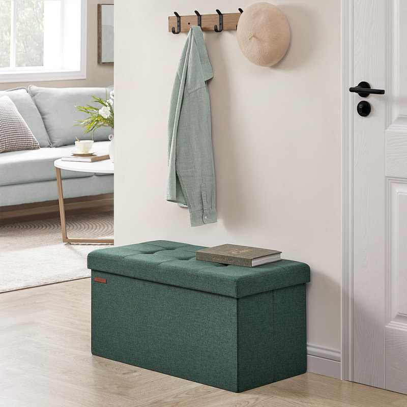 Banc de rangement avec repose-pieds pliant, Vert, Tissu Oxford